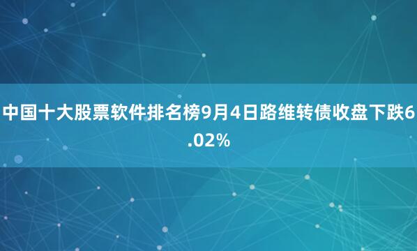 中国十大股票软件排名榜9月4日路维转债收盘下跌6.02%